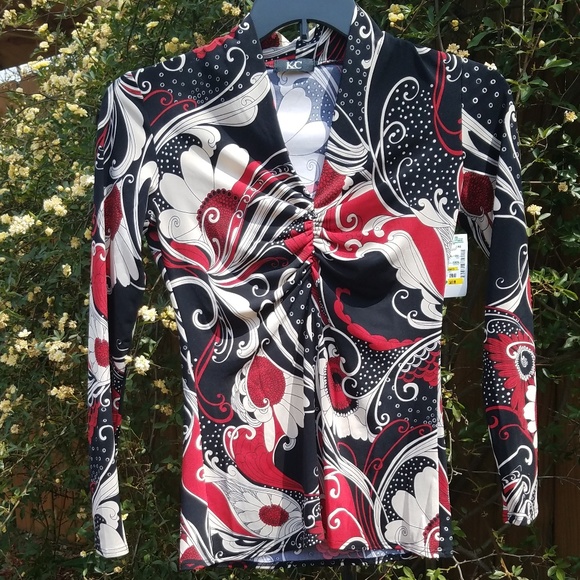KC brand floral patterned long sleeve top - Picture 1 of 2